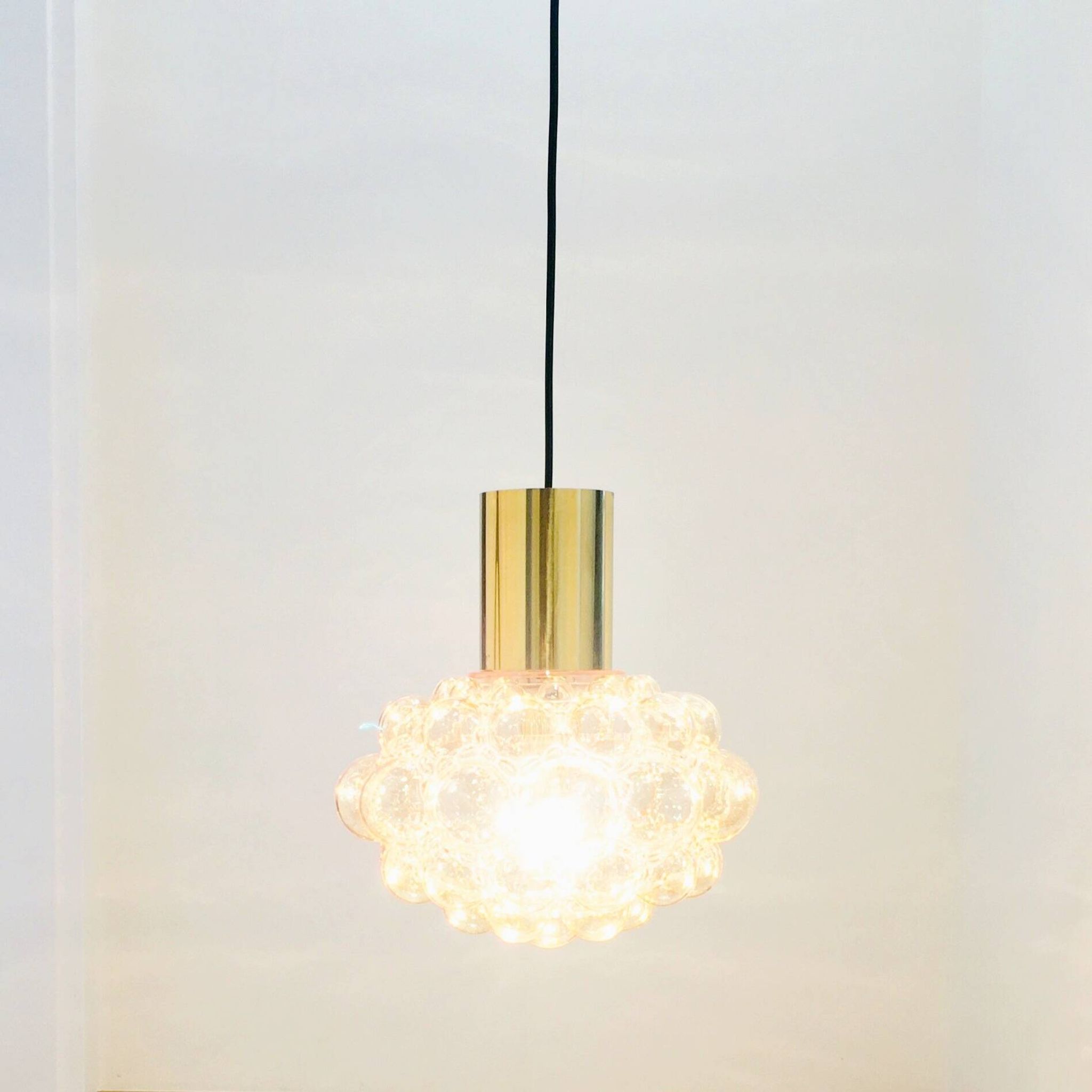 Large Mid-Century Amber Bubble Glass Ceiling Light by Helena Tynell for Limburg, Germany, 1960s