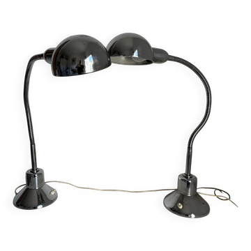 Pair of vintage 1940 Jumo 210 chrome desk lamps - 50 cm