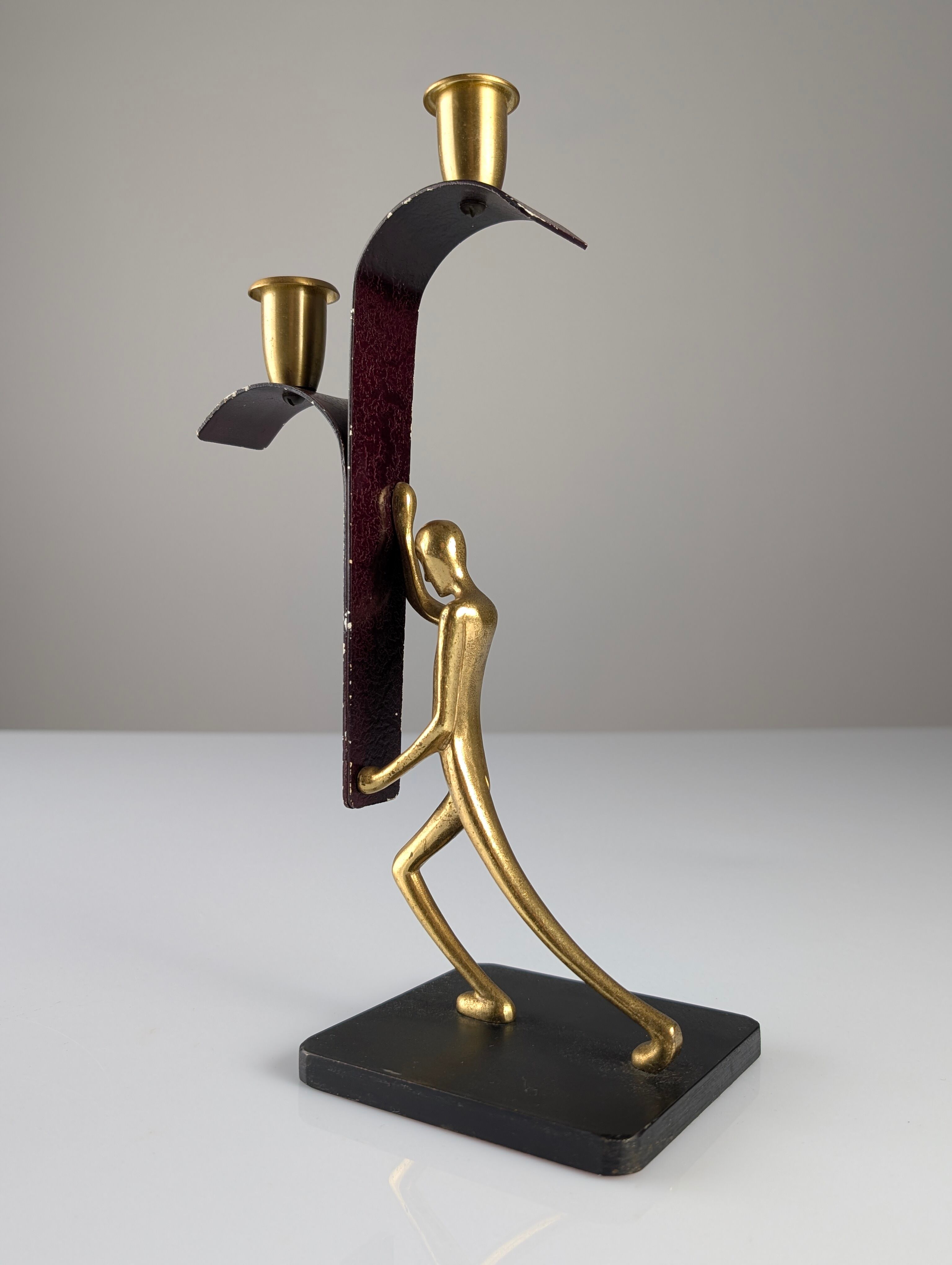 Art Deco Bronze Candelabra Pair by Karl Hagenauer, 1930s