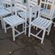 16 chaises en bois peinte lamelles jardin
