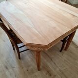 Art deco table - sanded raw wood - flower patterns