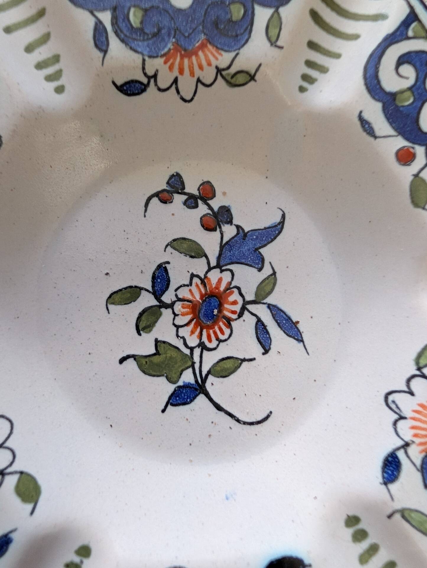 Hand-painted faience catchall from Vieux Rouen – 1950s