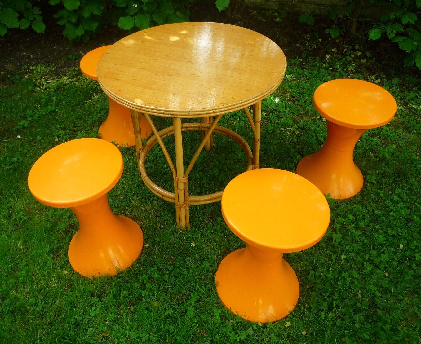 Coffee table rattan vintage 70 s