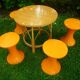 Table basse en rotin vintage 70s
