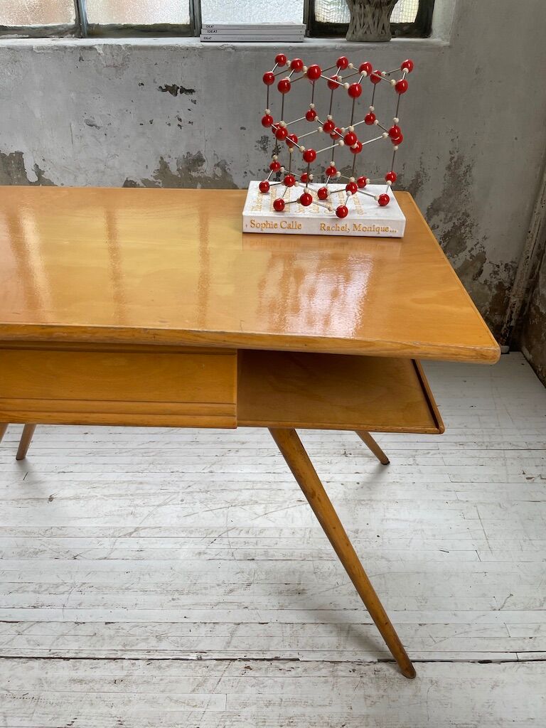 Vintage oak compass desk