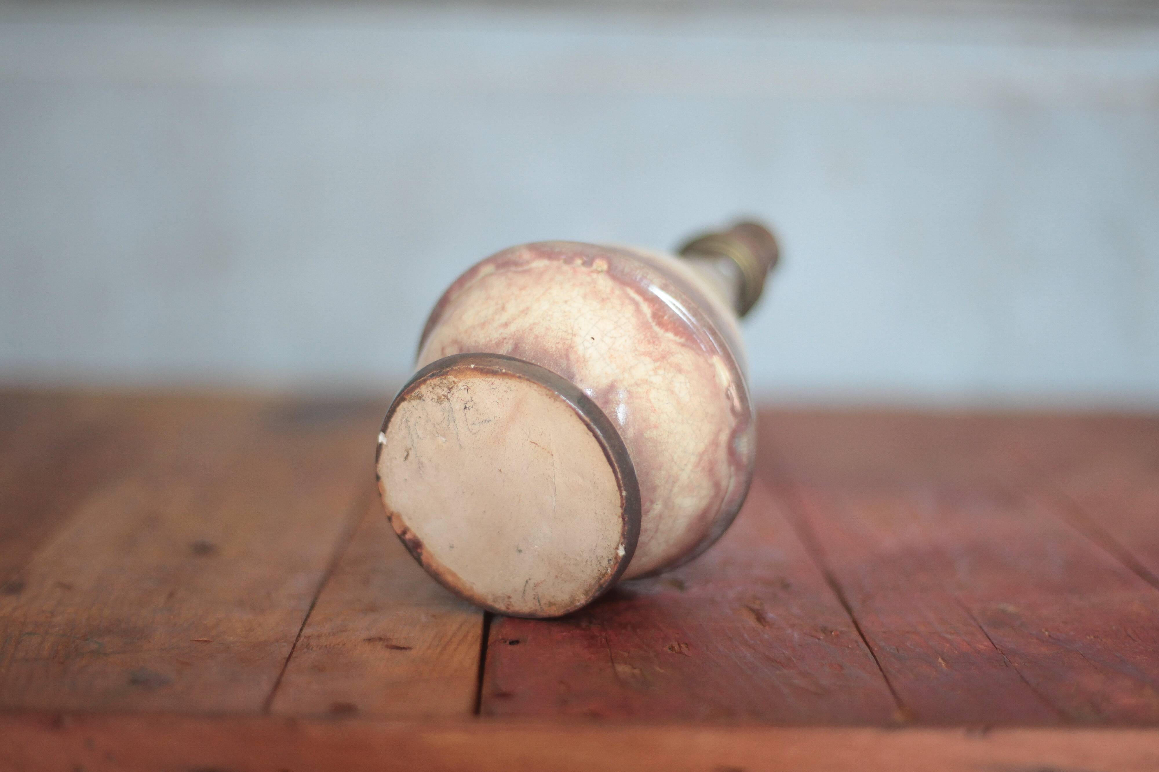 Vintage lamp, crackled glazed stoneware lamp, table lamp, bedside lamp.