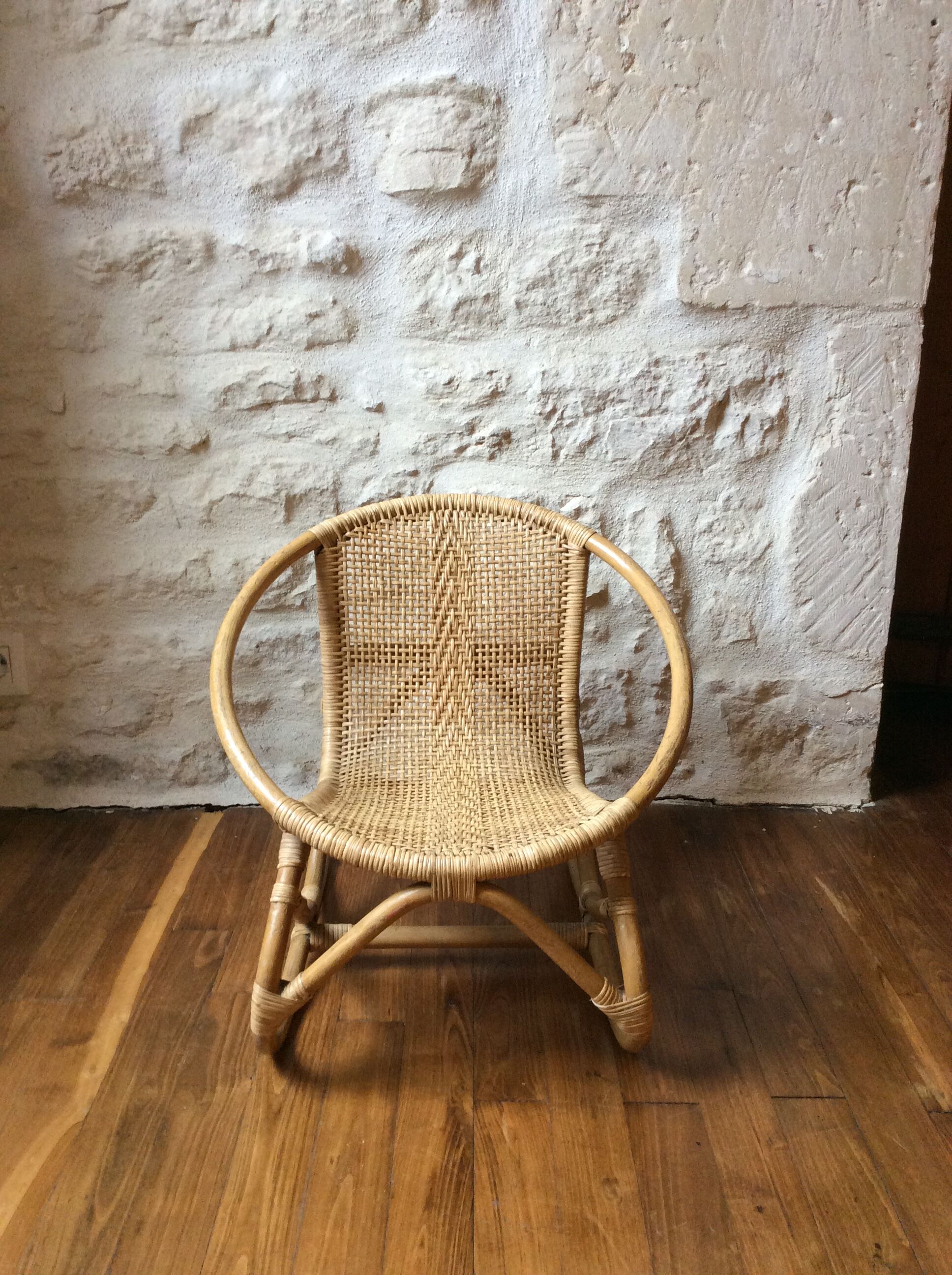 Wicker and rattan child armchair 50