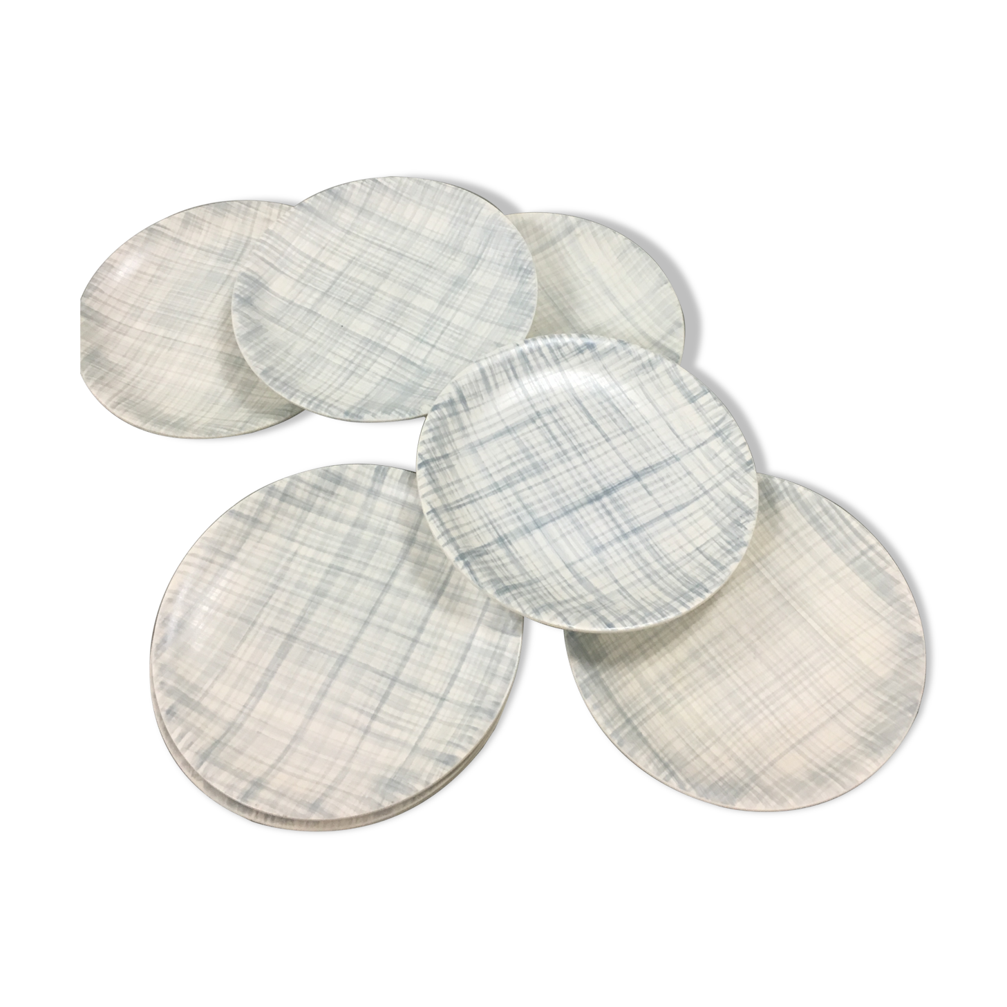 Une suite de 12 assiettes plates Salins 1950