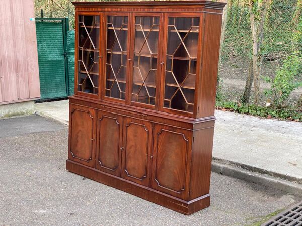 Vitrine anglaise 4 portes en acajou 1960