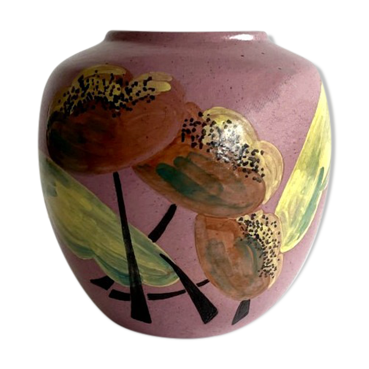 Art Deco earthenware vase signed Simone Larrieu