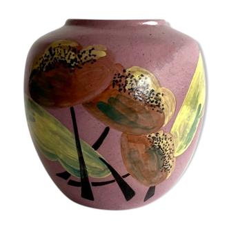 Art Deco earthenware vase signed Simone Larrieu