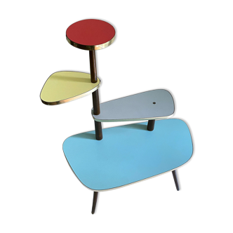 Table Desserte ètagère door vintage plant, 50s, blue gray Yellow Red