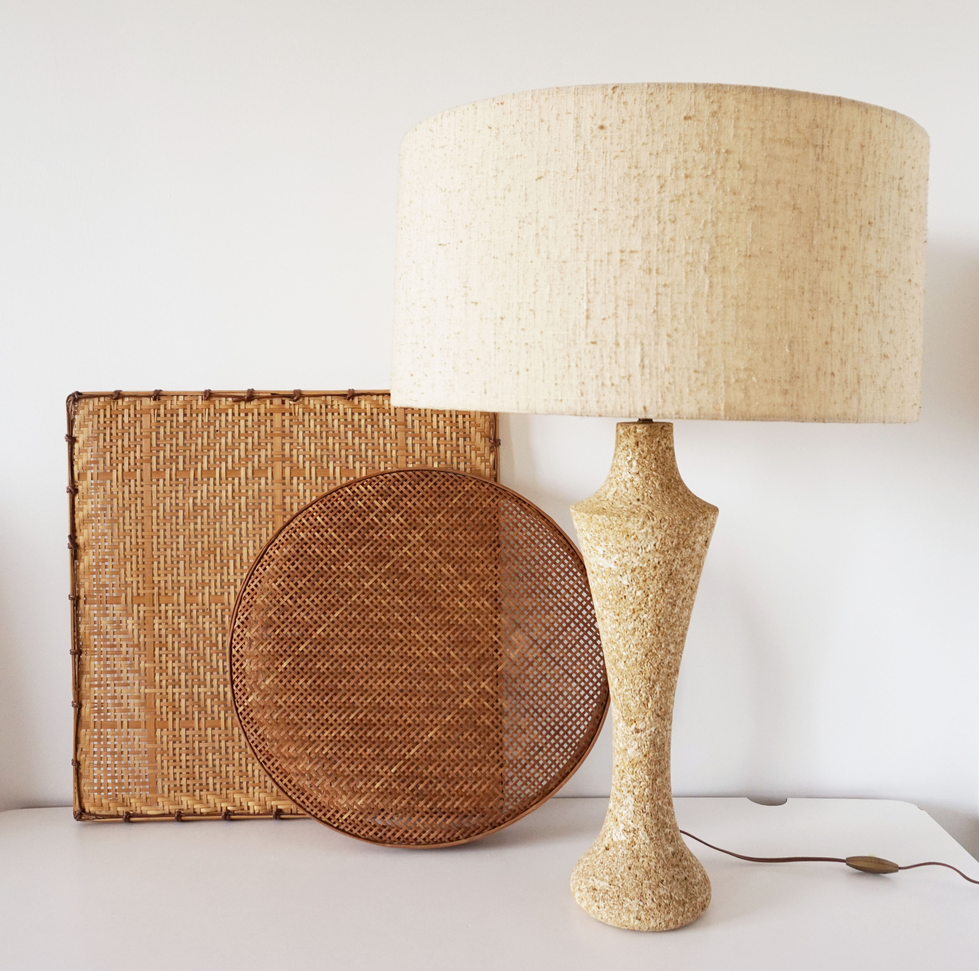 Vintage stone lamp reconstituted 1970