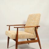 Scandinavian armchair yellow mellow fabric Boho style 1970 design by H.Lis
