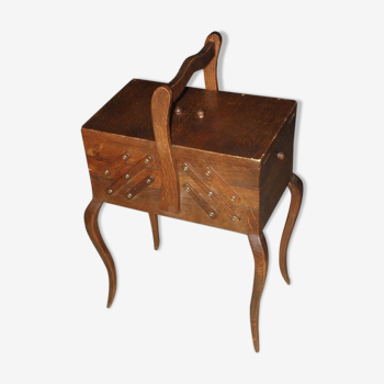 Vintage wooden sewing storage box