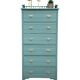 Old grey green high chest of drawers H160