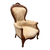 Fauteuil Bergère français ancien avec tapisserie florale – vers 1880–19