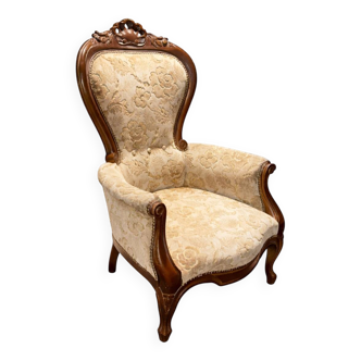 Antique French Bergère Armchair with Floral Upholstery – circa 1880–19