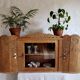 Art-deco wall showcase in raw oak