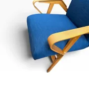 Set of 2 blue lounge chairs restored by František Jirák for Tatra Nabytok.