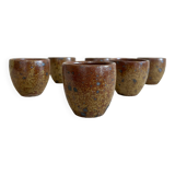 Set of 6 pyrith stoneware cups, La Borne, 1960.