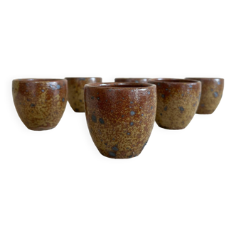Set of 6 pyrith stoneware cups, La Borne, 1960.