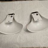 Pair of Italian wall sconces, frosted glass, brass.