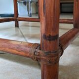 Vintage bohemian chic 70s smoked glass bamboo coffee table