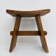 Brutalist Japandi style solid wooden stool, 1970s