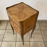 Louis XV style bedside table, restored, rosewood marquetry