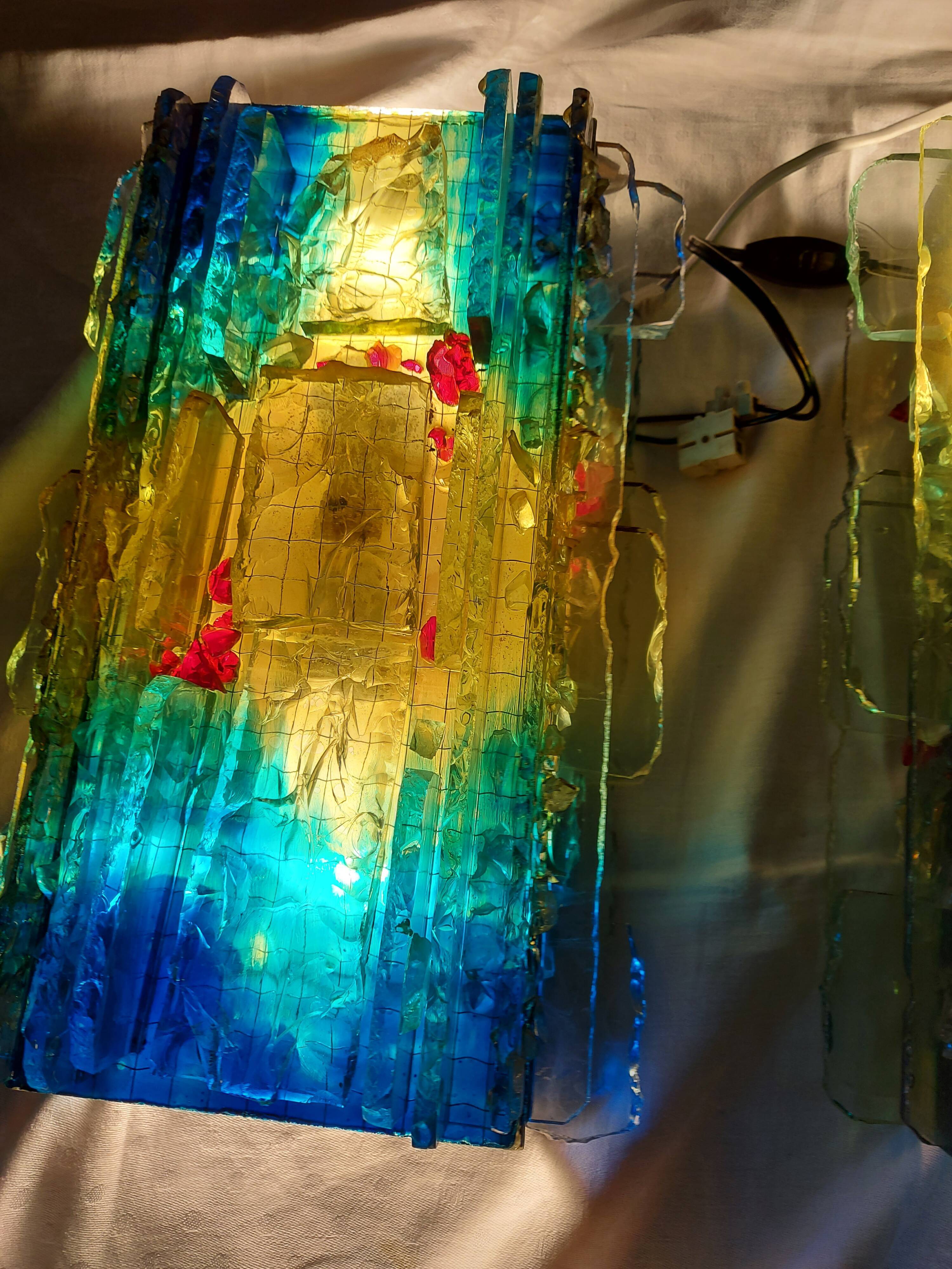 Pair of raak glass appliques, Willem Van Oyen, Chartres model