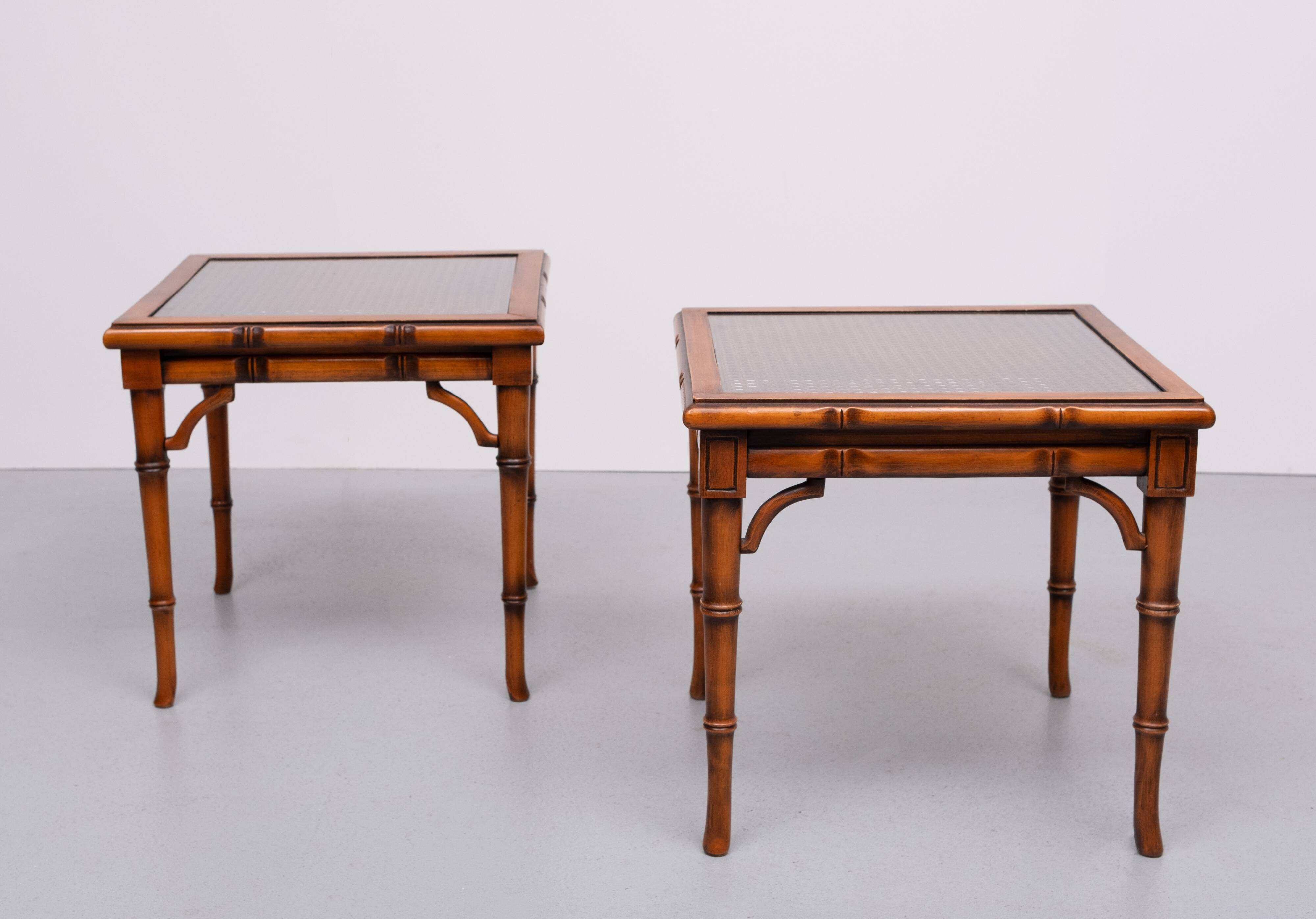 Faux Bamboo Cherry Wood sofa tables 1970s England