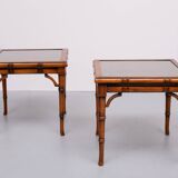 Faux Bamboo Cherry Wood sofa tables 1970s England