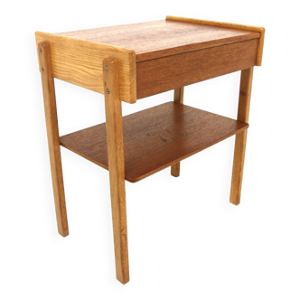 Table de chevet scandinave en teck et en chêne, Suède, 1960