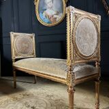 Important Napoleon III Period Bench in Gilded and Carved Wood in Louis XVI Style - 19th Century