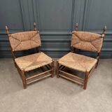 Pair of 20th century straw armchairs