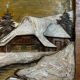Alpine Table in carved and painted wood 23/32 cm