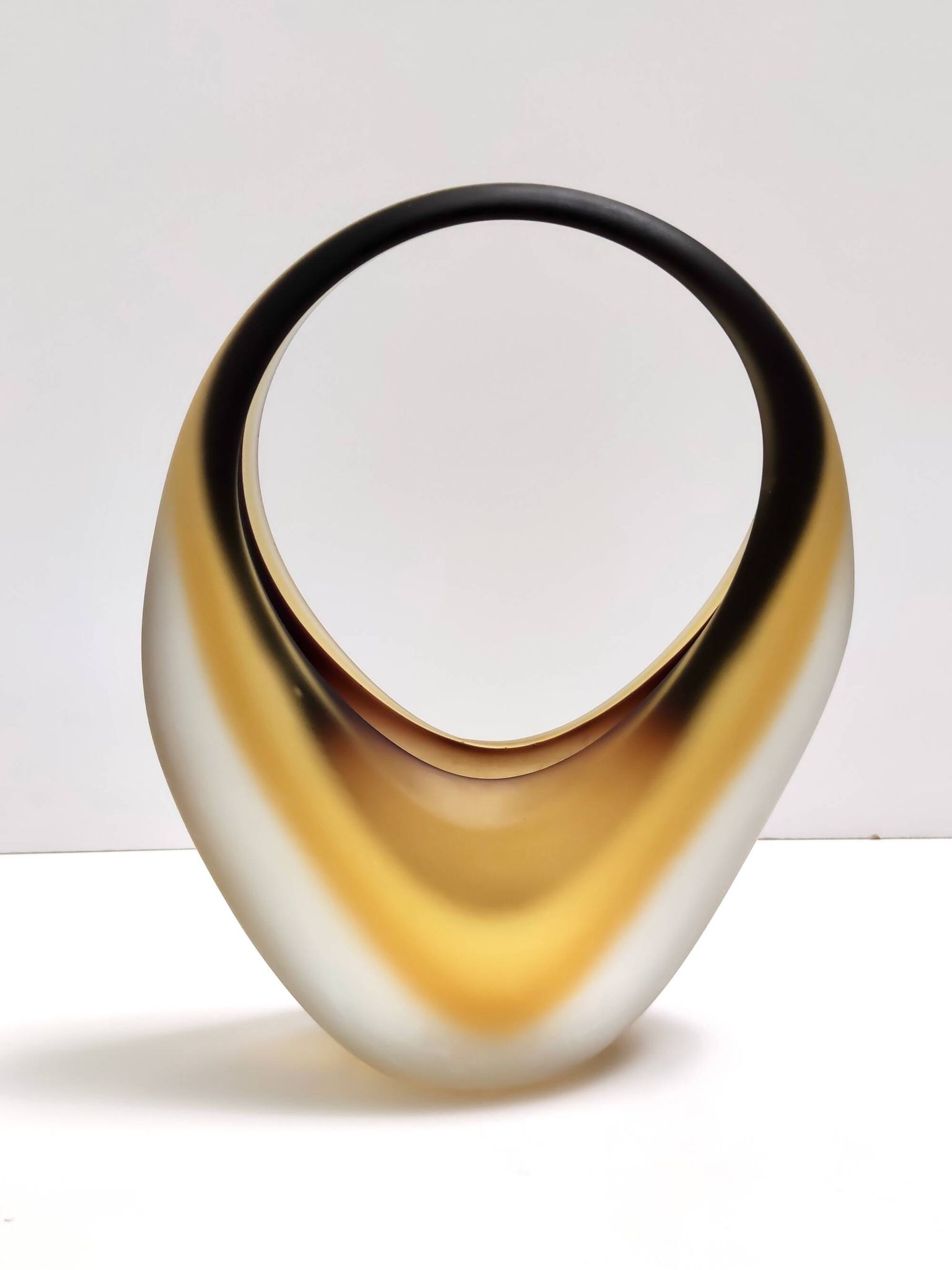 Etched Sommerso Murano Glass Basket or Vase by Archimede Seguso, Italy