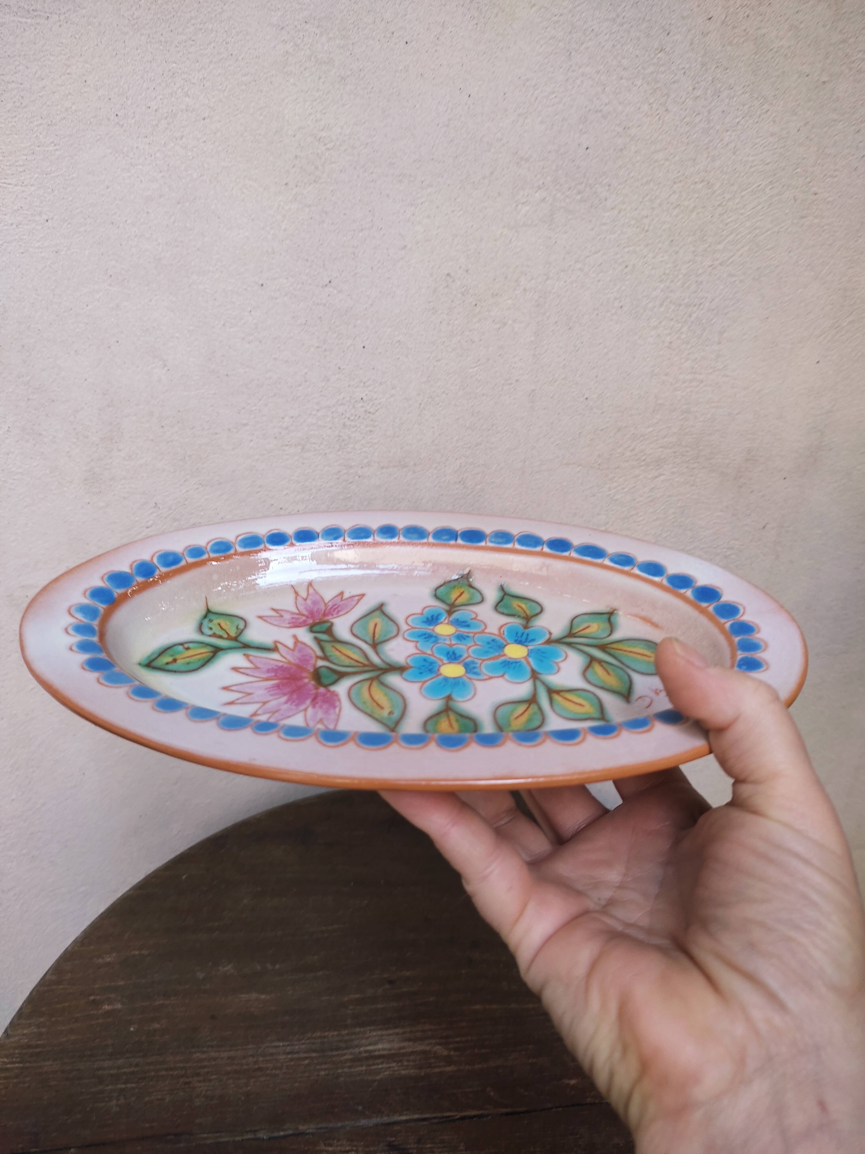 Oval ceramic dish Signed