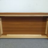 3-drawer chest of drawers in mahogany veneer and satin white, 70s-80s