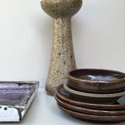 Glazed stoneware vase-candle holder, Alain Blanchard, Poterie du Méjou 1970