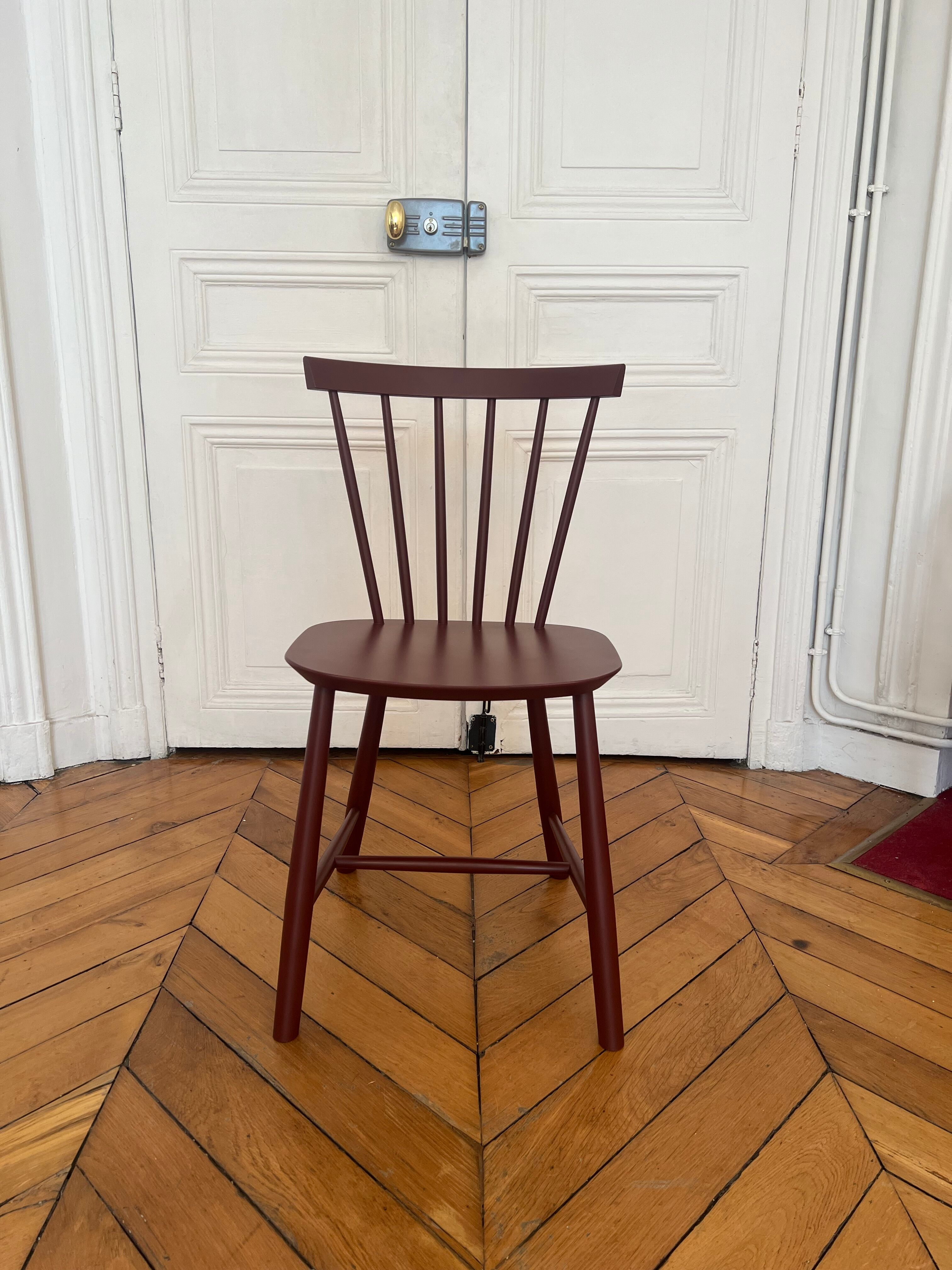 Wooden chair, FDB Mobler J46 burgundy