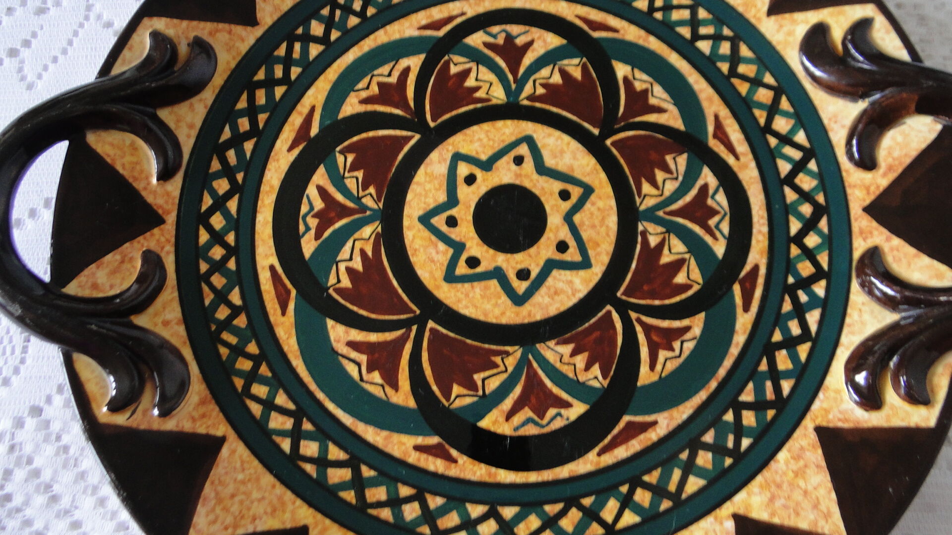 Vintage dish with handles from the 60s, St Jean de Bretagne earthenware factory