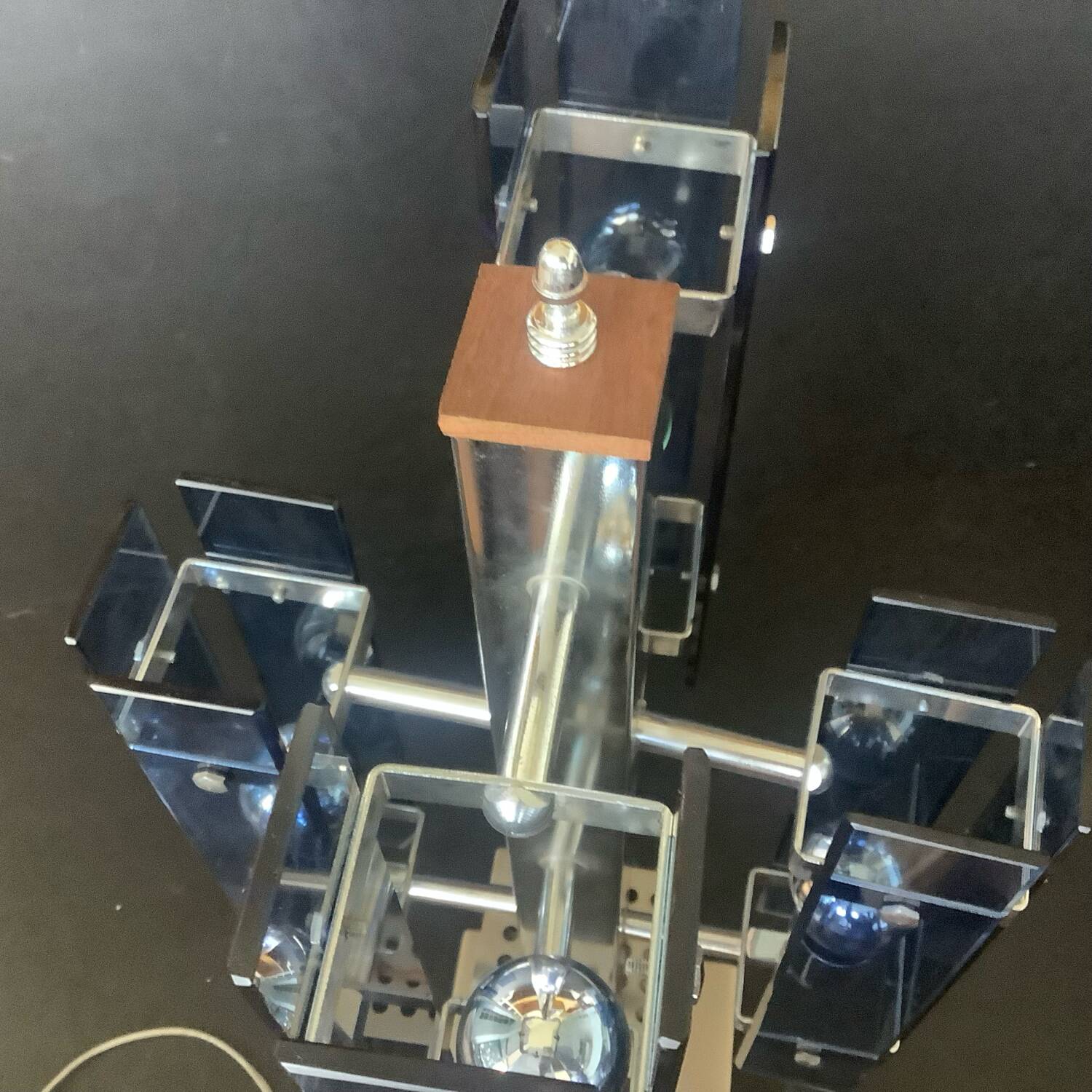 Veca Fontana Arte Italy Blue Vintage 70s Chandelier Transformed Lamp