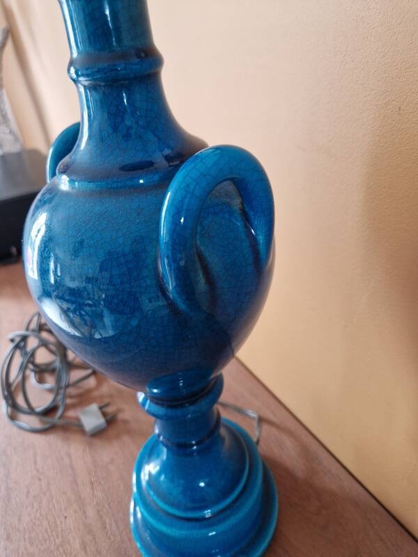 Pol Chambost (1906-1983) - Lamp base in blue crackled ceramic