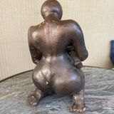 Signed maternity sculpture, patinated bronze terracotta, 1960s