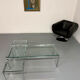 2 large nesting coffee tables in chrome and glass, 1970s design.