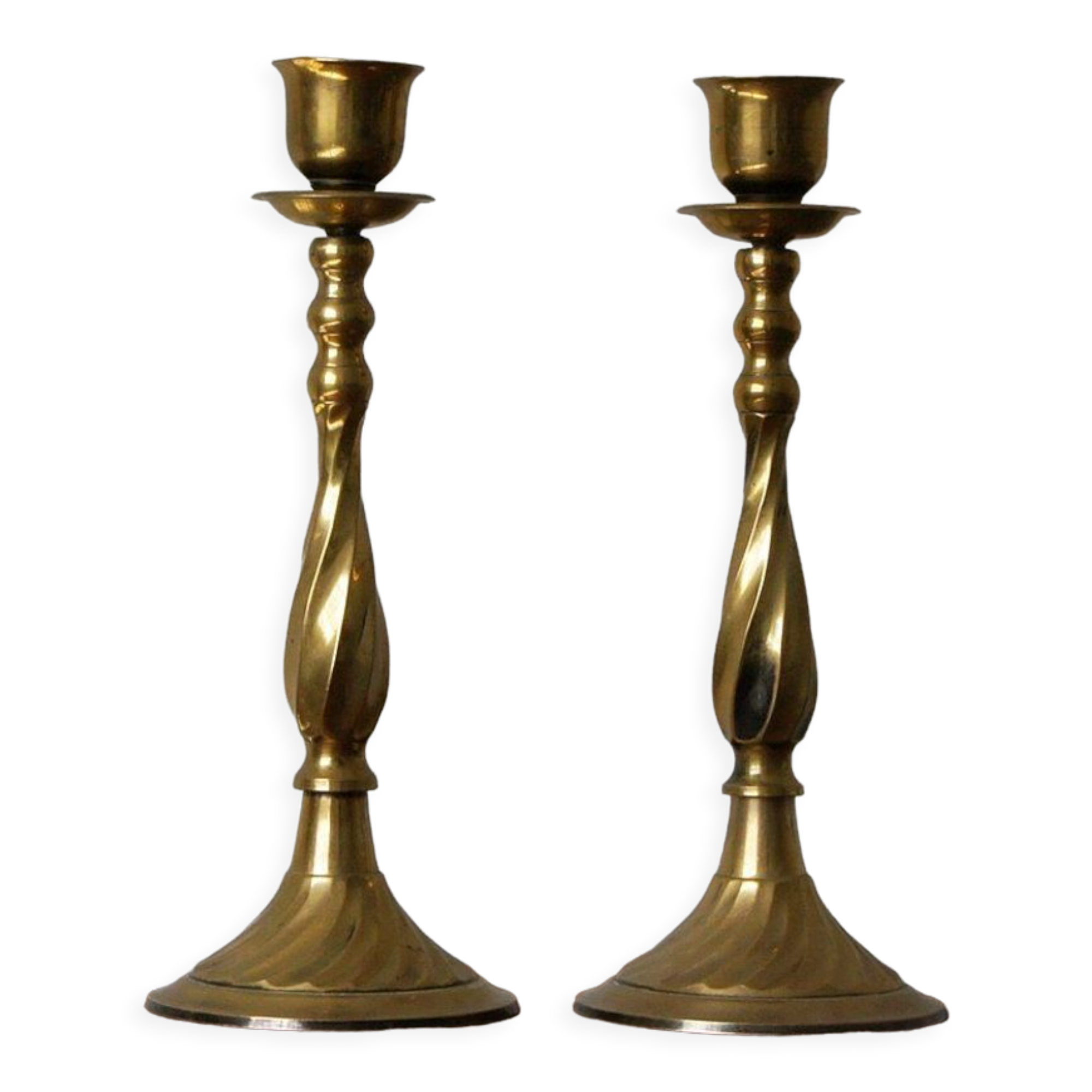French brass candleholders, 1960, set of 2
