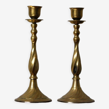 French brass candleholders, 1960, set of 2