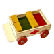 Wooden pull-along toy with coloured blocks, vintage toy.